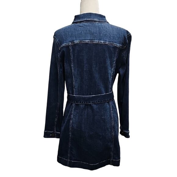 Susan Graver Jeans Dark Blue Denim Jacket Dress w/Belted Waist Womens Size MP - Picture 4 of 10